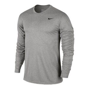 NIKE MENS LONG SLEEVE DRI FIT SHIRT GRAY